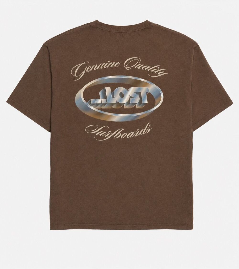 Lost Surfboards Genuine Quality Brown Graphic T-Shirt Men’s Medium Y2K Surf